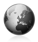 A greyscale image of a globe